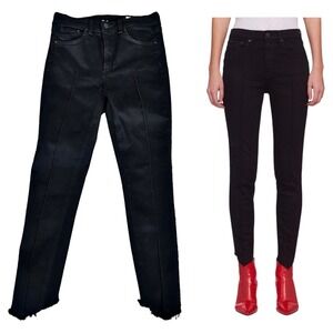 RAG & BONE Jeans High Rise Ankle Skinny Black Manson Designer Denim Raw Hem 28